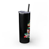 Bookish Christmas Tree Skinny Tumbler | 20oz | Double-Wall Insulation | Holiday Book Lover Design