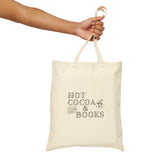 Hot Cocoa and Books Tote Bag | 100% Cotton Canvas | Cozy Book Lover Tote | Natural Color Only