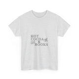 Hot Cocoa and Books Tee | Cozy Holiday Shirt for Book Lovers | Unisex Cotton T-Shirt