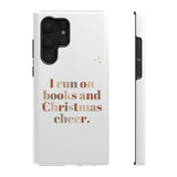 I Run on Books and Christmas Cheer | Custom Impact Resistant iPhone Case | Holiday Design | Durable and Slim Fit | Fits Multiple iPhone Models