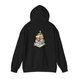 Bookish Christmas Tree Hoodie | Gingerbread & Star Design | Cozy Unisex Cotton-Polyester Blend | Holiday-Themed Hoodie for Book Lovers