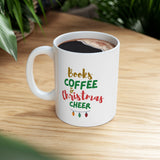 Books Coffee and Christmas Cheer Custom Ceramic Mug | 11oz & 15oz | BPA & Lead-Free | Microwave & Dishwasher Safe