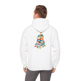 Bookish Christmas Tree Hoodie | Gingerbread & Star Design | Cozy Unisex Cotton-Polyester Blend | Holiday-Themed Hoodie for Book Lovers