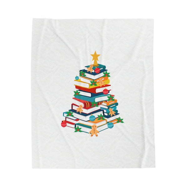 Bookish Christmas Tree Blanket | Plush Velveteen | Cozy & Customizable Holiday Design