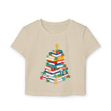 Bookish Christmas Tree Baby Tee | 100% Organic Cotton | Slim Fit | Festive Book Lover Design