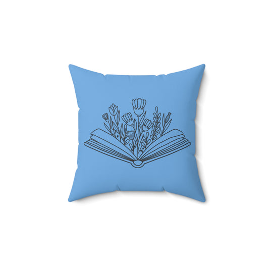 Blue Book Garden Spun Polyester Square Pillow | Literary-Inspired Design | Comfortable Home Decor | Perfect Gift for Book Lovers | 16" x 16" Size