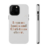 I Run on Books and Christmas Cheer | Custom Impact Resistant iPhone Case | Holiday Design | Durable and Slim Fit | Fits Multiple iPhone Models