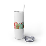 Books and Hot Cocoa Skinny Tumbler | 20oz | Double-Wall Insulation | Cozy Holiday Design