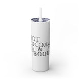 Hot Cocoa and Books Skinny Tumbler | 20oz | Double-Wall Insulation | Cozy Holiday Design