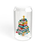 Bookish Christmas Tree | 16oz Sipper Glass | Festive Book Lover's Design | Holiday Cheer | Perfect for Readers and Beverage Lovers