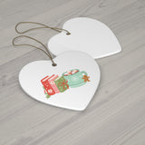 Books and Hot Cocoa Ornament | Ceramic Christmas Decoration for Book Lovers | 4 Shapes Available