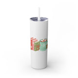 Books and Hot Cocoa Skinny Tumbler | 20oz | Double-Wall Insulation | Cozy Holiday Design