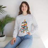 Bookish Christmas Tree Crewneck | Cozy Unisex Fit | Festive Holiday Design | Perfect for Book Lovers | Ethically Made