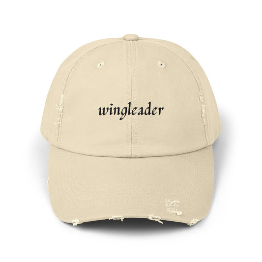 Wingleader Distressed Hat | Fourth Wing Book-Inspired Cap | Adjustable Cotton Twill Hat for Fantasy Book Lovers