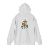 Bookish Christmas Tree Hoodie | Gingerbread & Star Design | Cozy Unisex Cotton-Polyester Blend | Holiday-Themed Hoodie for Book Lovers