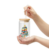 Bookish Christmas Tree | 16oz Sipper Glass | Festive Book Lover's Design | Holiday Cheer | Perfect for Readers and Beverage Lovers