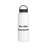 Hot Girls Read Books - Stainless Steel Water Bottle, Handle Lid - Bookish Loving