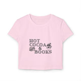 Hot Cocoa and Books Baby Tee | 100% Organic Cotton | Slim Fit | Cozy Book Lover Design