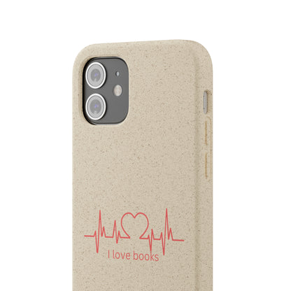 I Love Books Biodegradable Phone Case | Eco-Friendly & Wireless Charging Compatible