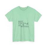 Hot Cocoa and Books Tee | Cozy Holiday Shirt for Book Lovers | Unisex Cotton T-Shirt