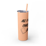 All I Want for Christmas is Books Skinny Tumbler | 20oz | Double-Wall Insulation | Perfect Gift for Book Lovers