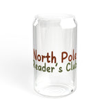 North Pole Reader's Club | 16oz Sipper Glass | Holiday-Inspired Design | Perfect for Seasonal Sipping | BPA-Free Glassware