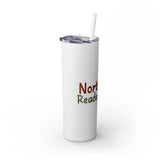 North Pole Reader's Club Skinny Tumbler | 20oz | Double-Wall Insulation | Festive Book Lover Design