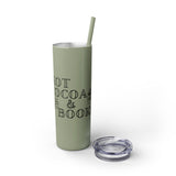 Hot Cocoa and Books Skinny Tumbler | 20oz | Double-Wall Insulation | Cozy Holiday Design