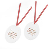 I Run on Books and Christmas Cheer Metal Christmas Ornaments | Durable White Aluminum | 4 Shapes Available