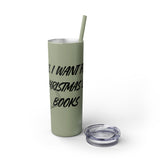 All I Want for Christmas is Books Skinny Tumbler | 20oz | Double-Wall Insulation | Perfect Gift for Book Lovers