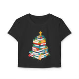 Bookish Christmas Tree Baby Tee | 100% Organic Cotton | Slim Fit | Festive Book Lover Design