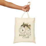 North Pole Book Club Tote Bag | 100% Cotton Canvas | Festive Book Lover Tote | Natural Color Only