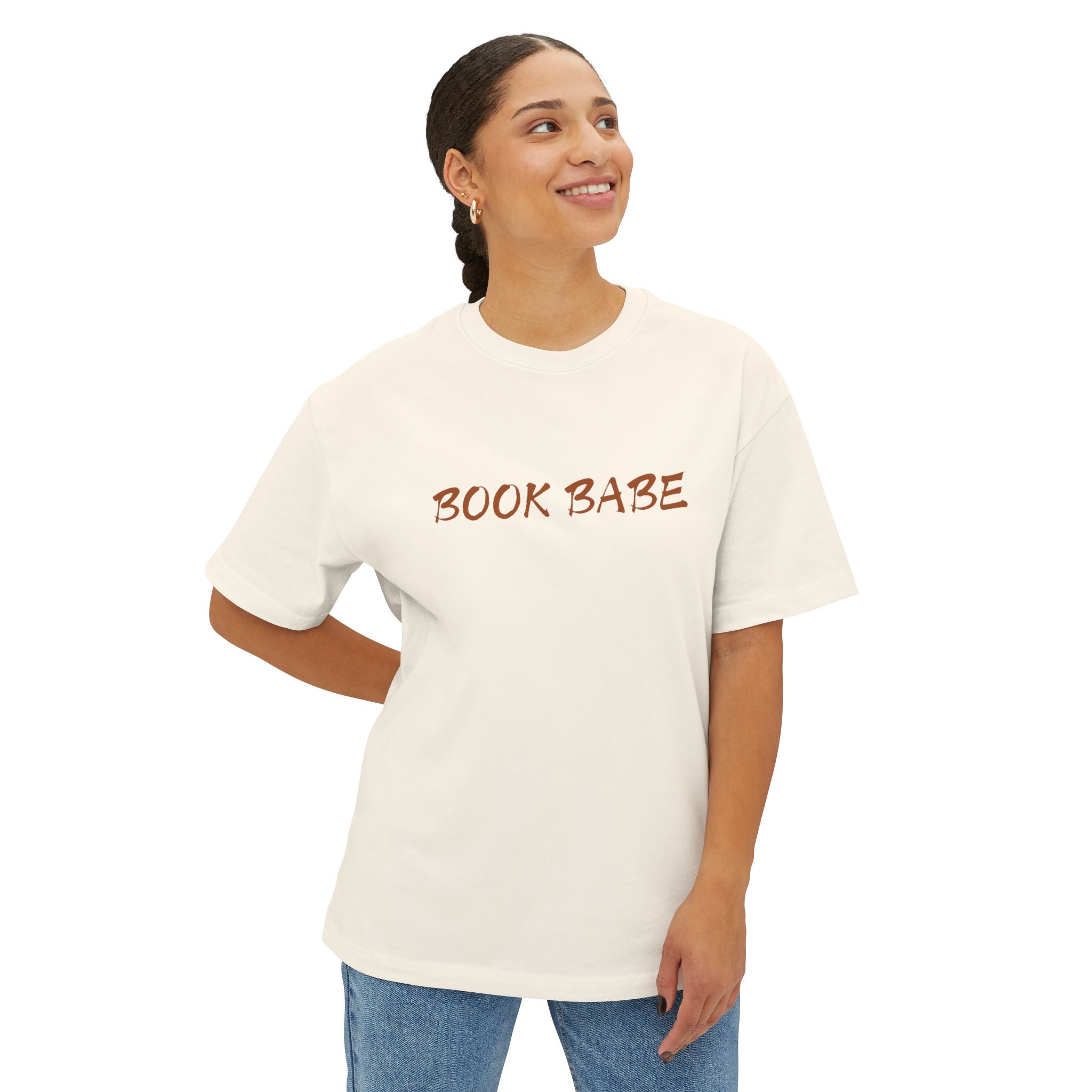 Book Babe Brown - Oversized Boxy Tee - Bookish Loving