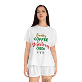 Books Coffee and Christmas Cheer Women’s Pajama Set | Relaxed Fit Two-Piece | Cozy Holiday Loungewear