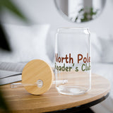 North Pole Reader's Club | 16oz Sipper Glass | Holiday-Inspired Design | Perfect for Seasonal Sipping | BPA-Free Glassware