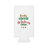 Books Coffee and Christmas Cheer Can Cooler | Insulated Beverage Holder | Festive Design for Regular & Slim Cans