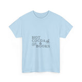 Hot Cocoa and Books Tee | Cozy Holiday Shirt for Book Lovers | Unisex Cotton T-Shirt