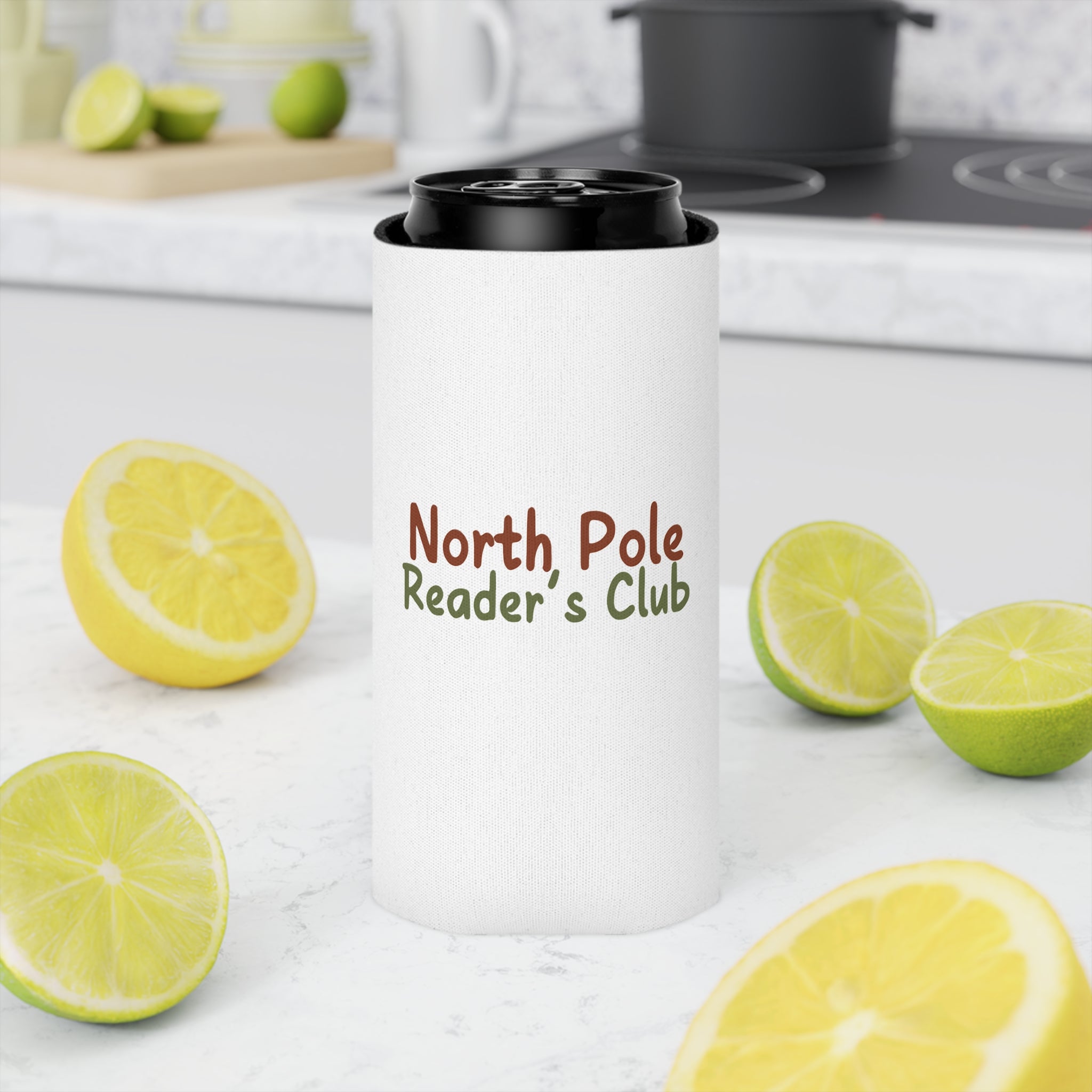 North Pole Reader's Club | Insulated Can Coolers | Festive Drinkware for Book Lovers