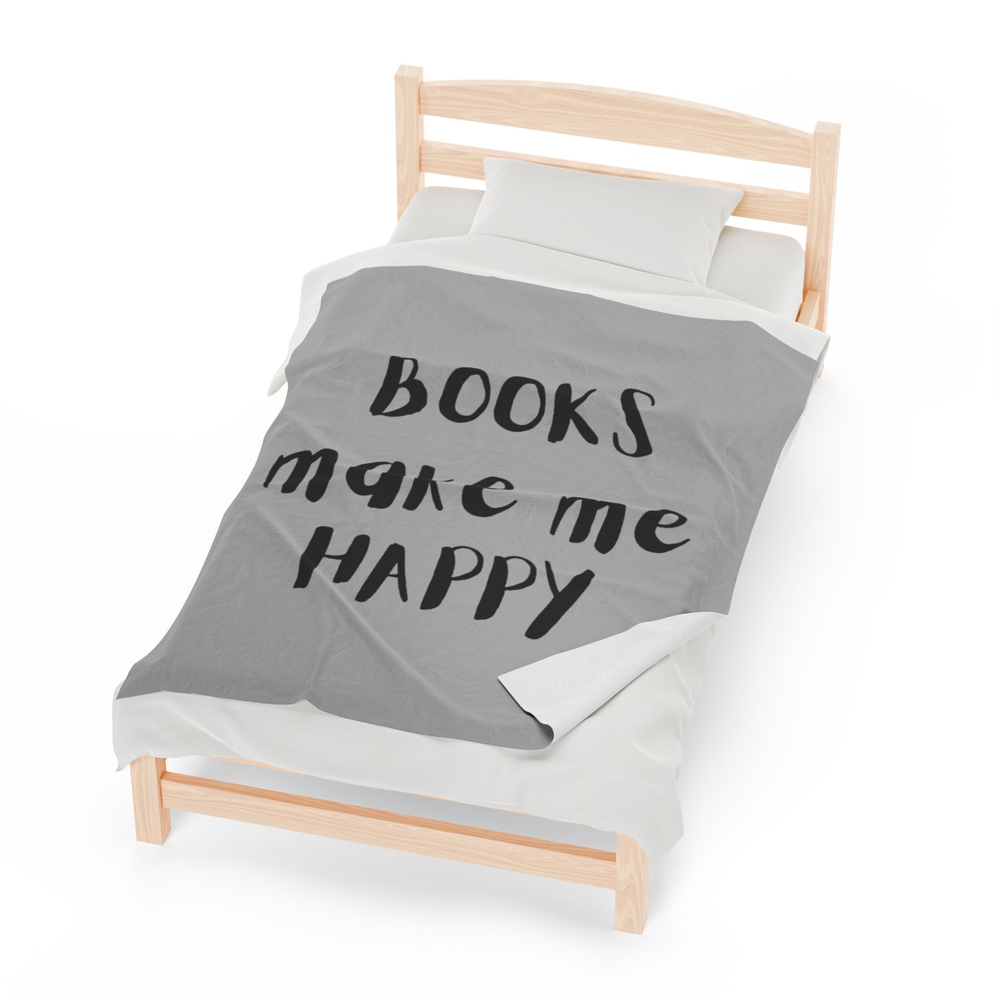 Books Make Me Happy Velveteen Plush Blanket | Ultra-Soft Throw | Perfect Gift for Book Lovers | Cozy Reading Companion | Available in Multiple Sizes