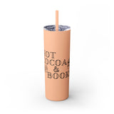 Hot Cocoa and Books Skinny Tumbler | 20oz | Double-Wall Insulation | Cozy Holiday Design