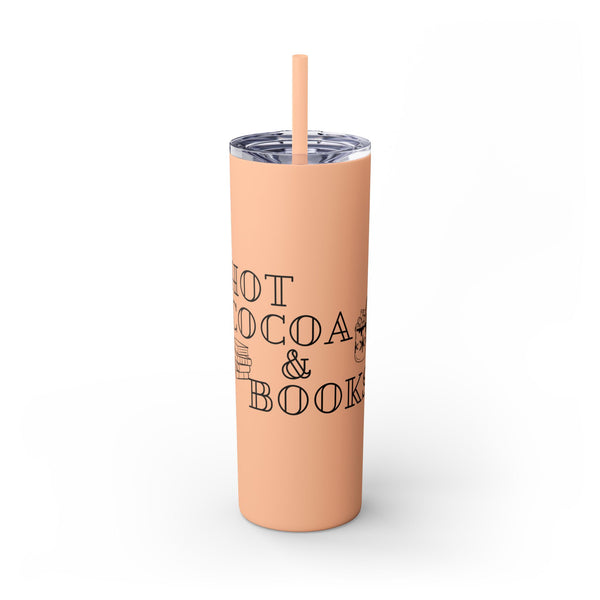 Hot Cocoa and Books Skinny Tumbler | 20oz | Double-Wall Insulation | Cozy Holiday Design