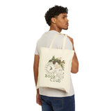 North Pole Book Club Tote Bag | 100% Cotton Canvas | Festive Book Lover Tote | Natural Color Only