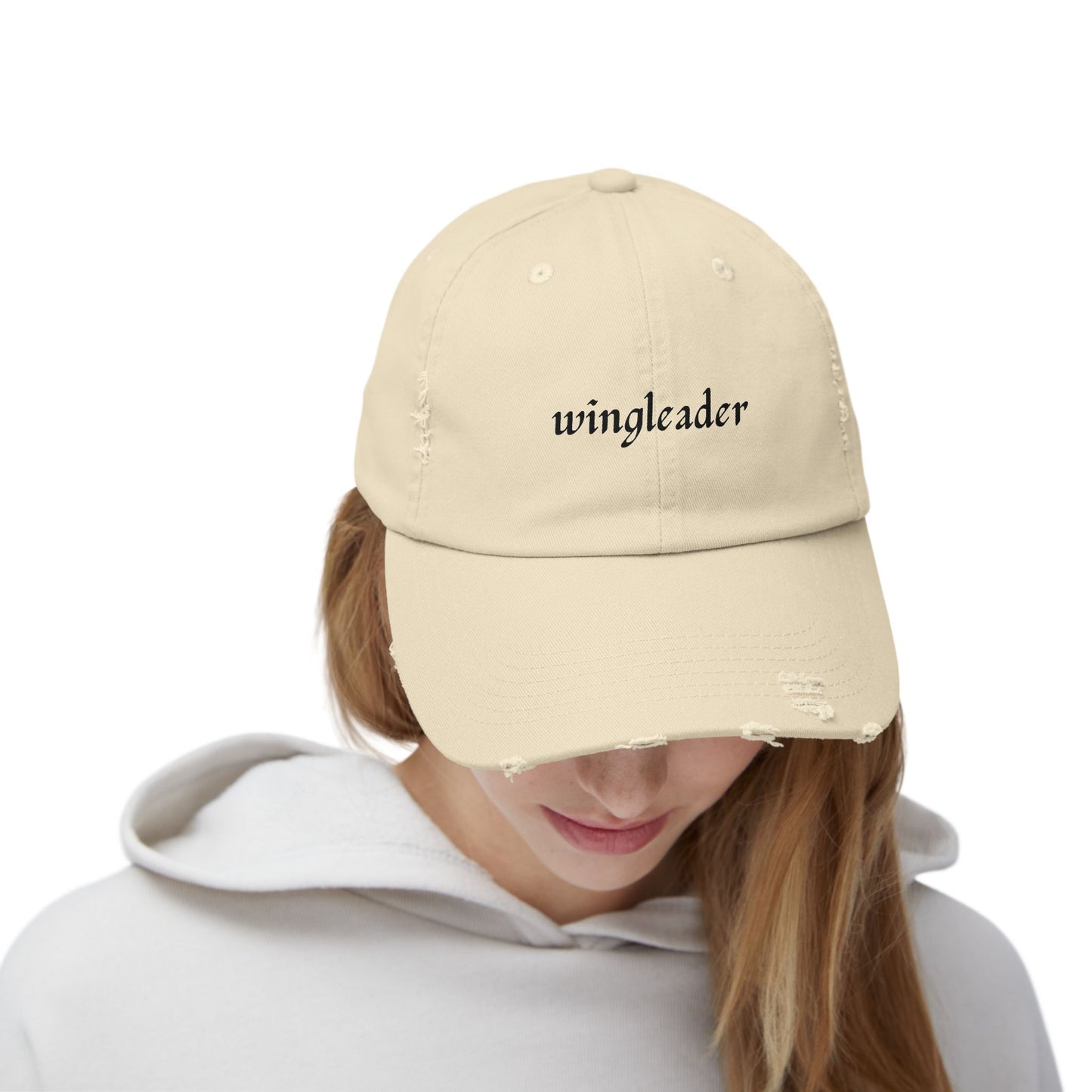 Wingleader Distressed Hat | Fourth Wing Book-Inspired Cap | Adjustable Cotton Twill Hat for Fantasy Book Lovers