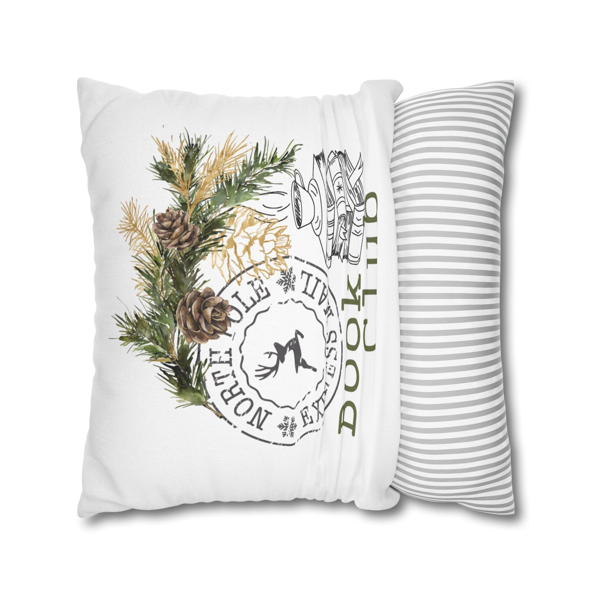 North Pole Book Club Pillowcase | Double-Sided Print | Festive Literary Design | 100% Polyester Cover