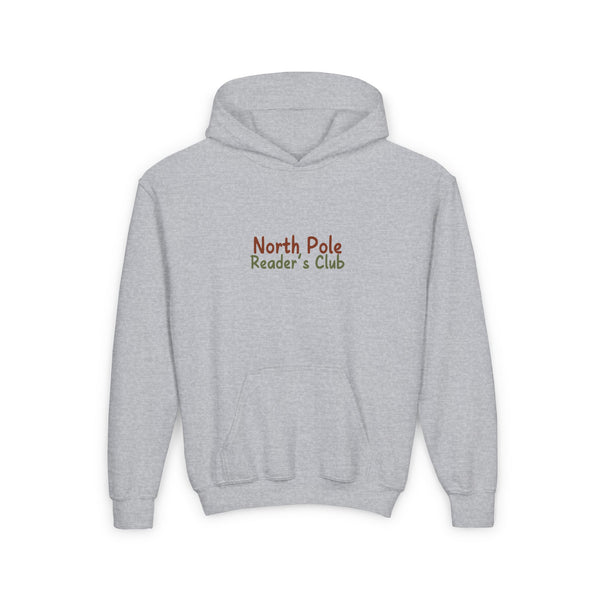 North Pole Reader's Club Youth Hooded Sweatshirt | Cozy Christmas Hoodie for Book Lovers