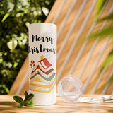 Merry Christmas Bookish Christmas Tree Skinny Tumbler | 20oz | Double-Wall Insulation | Festive Book Lover Design