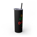 Books Coffee and Christmas Cheer Skinny Tumbler | 20oz Insulated Stainless Steel | Includes Straw | Perfect for Hot & Cold Drinks