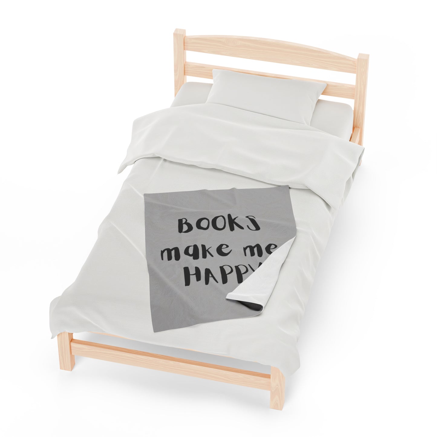 Books Make Me Happy Velveteen Plush Blanket | Ultra-Soft Throw | Perfect Gift for Book Lovers | Cozy Reading Companion | Available in Multiple Sizes