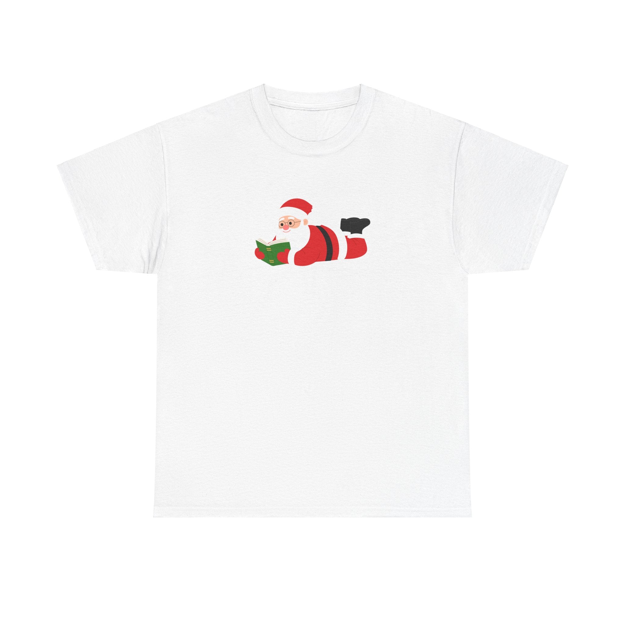 Nerdy Santa Tee | Festive Bookish Design | Unisex Cotton T-Shirt | Holiday Edition