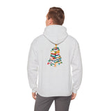 Bookish Christmas Tree Hoodie | Gingerbread & Star Design | Cozy Unisex Cotton-Polyester Blend | Holiday-Themed Hoodie for Book Lovers